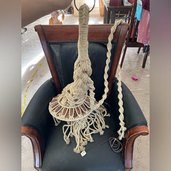 70s macrame ceramic tulip lamp - Picture 8 of 12